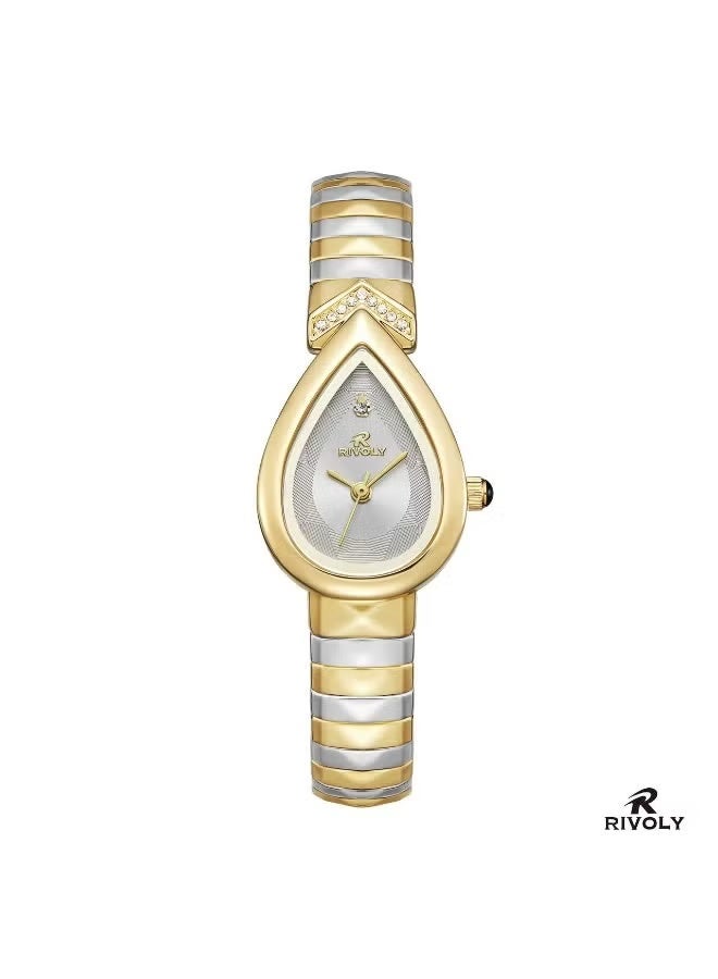 Women's wristwatch with a stainless steel bracelet and a zircon-studded dial.